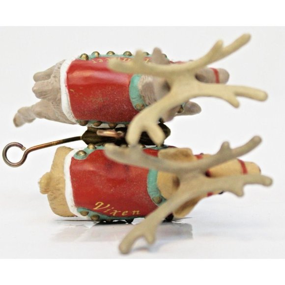 VTG 1992 Hallmark Prancer Vixen Ornament #2 Santa Reindeer Christmas - Picture 6 of 8
